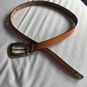 Streets Ahead Orange Leather Belt with Gold Buckle